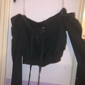 Cropped off the shoulder sweater